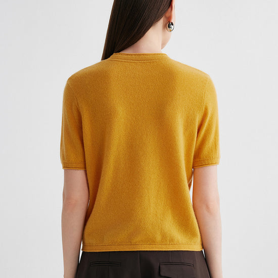 COMOBOCA 100% Cashmere Women's Round Neck T-Shirt