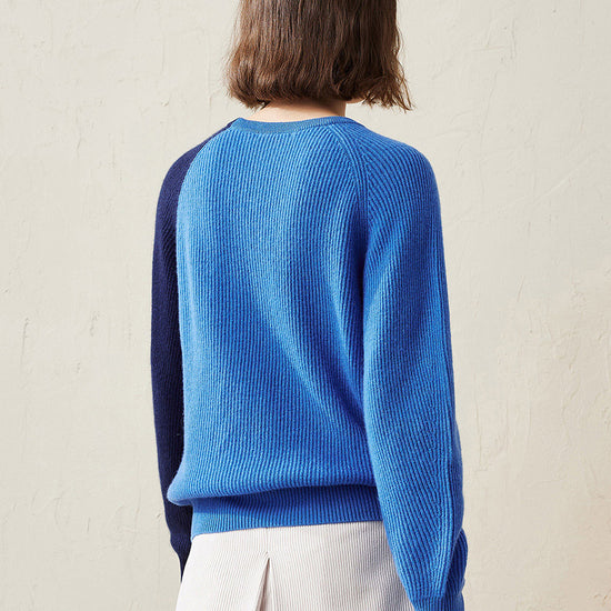 COMOBOCA 100% Cashmere Women's Color Block Knit Sweater