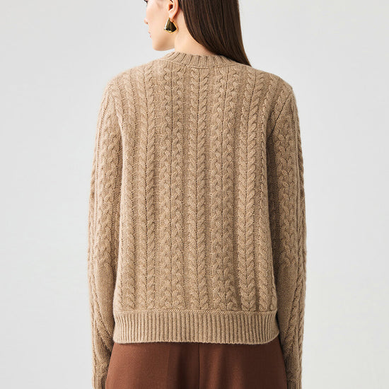 COMOBOCA 100% Cashmere Women's Chunky Cable Knit Sweater