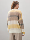 COMOBOCA Women's Mohair Striped Round Neck Sweater