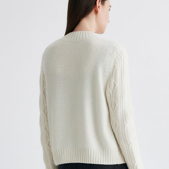 COMOBOCA 100% Cashmere Women's Cable Knit Zip Up Cardigan