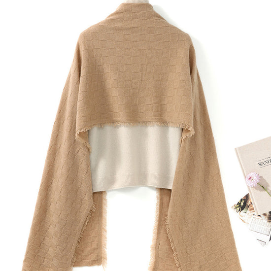 COMOBOCA 100% Cashmere Fringe Solid Color Shawl Scarf