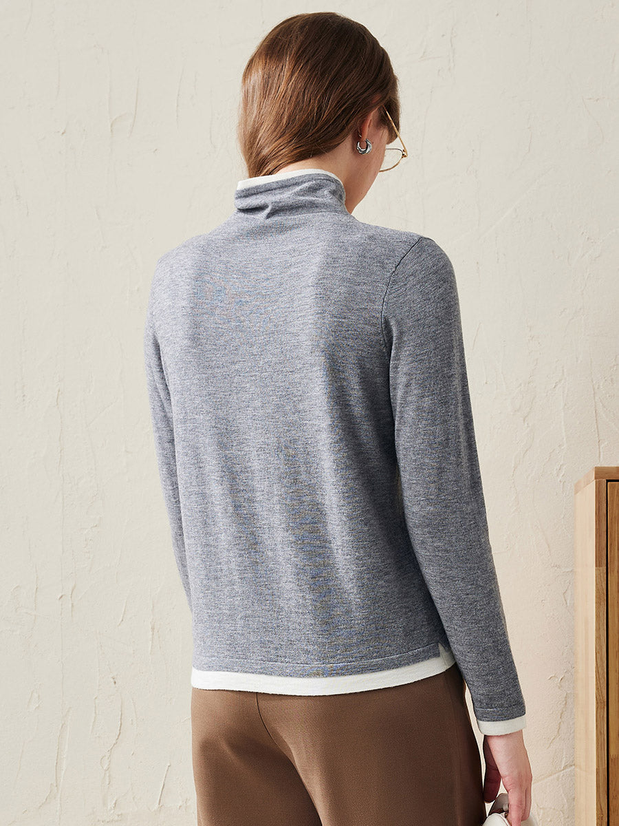 COMOBOCA 100% Wool Women's Lightweight Turtleneck Sweater