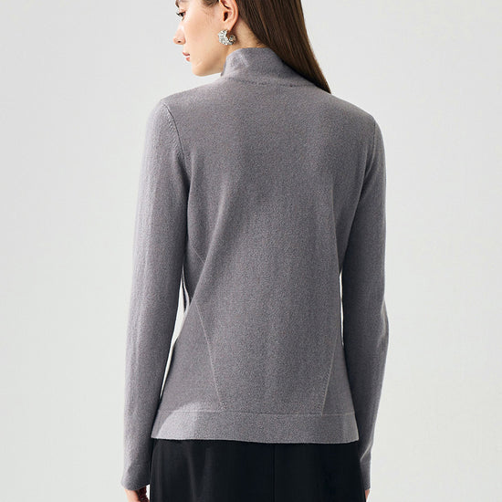 COMOBOCA 100% Cashmere Women's Half-Zip Mock Neck Pullover Sweater