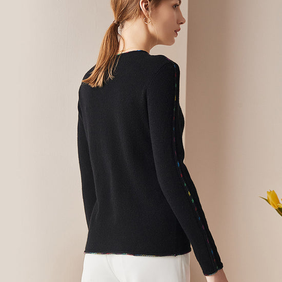 COMOBOCA 100% Cashmere Women's Sweater with Built-in Collar