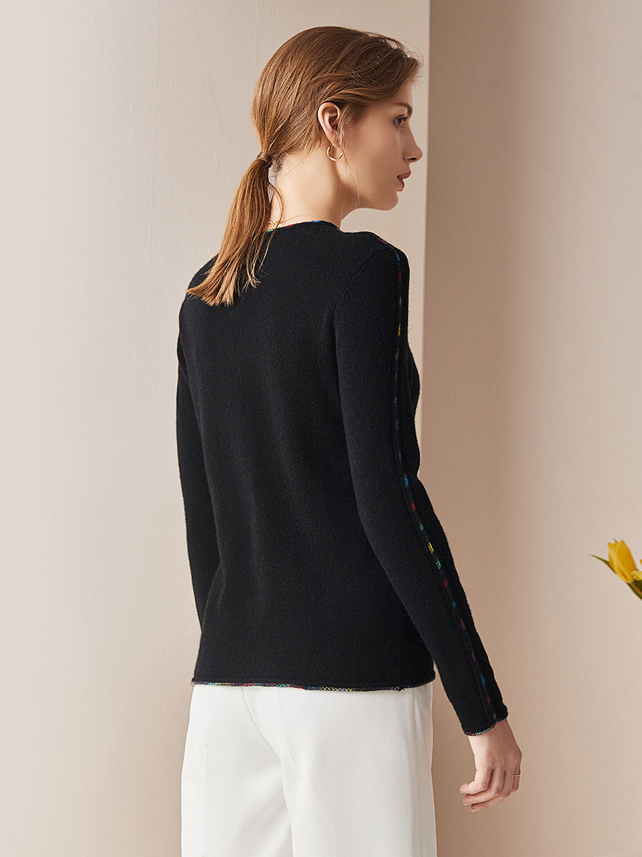 COMOBOCA 100% Cashmere Women's Sweater with Built-in Collar