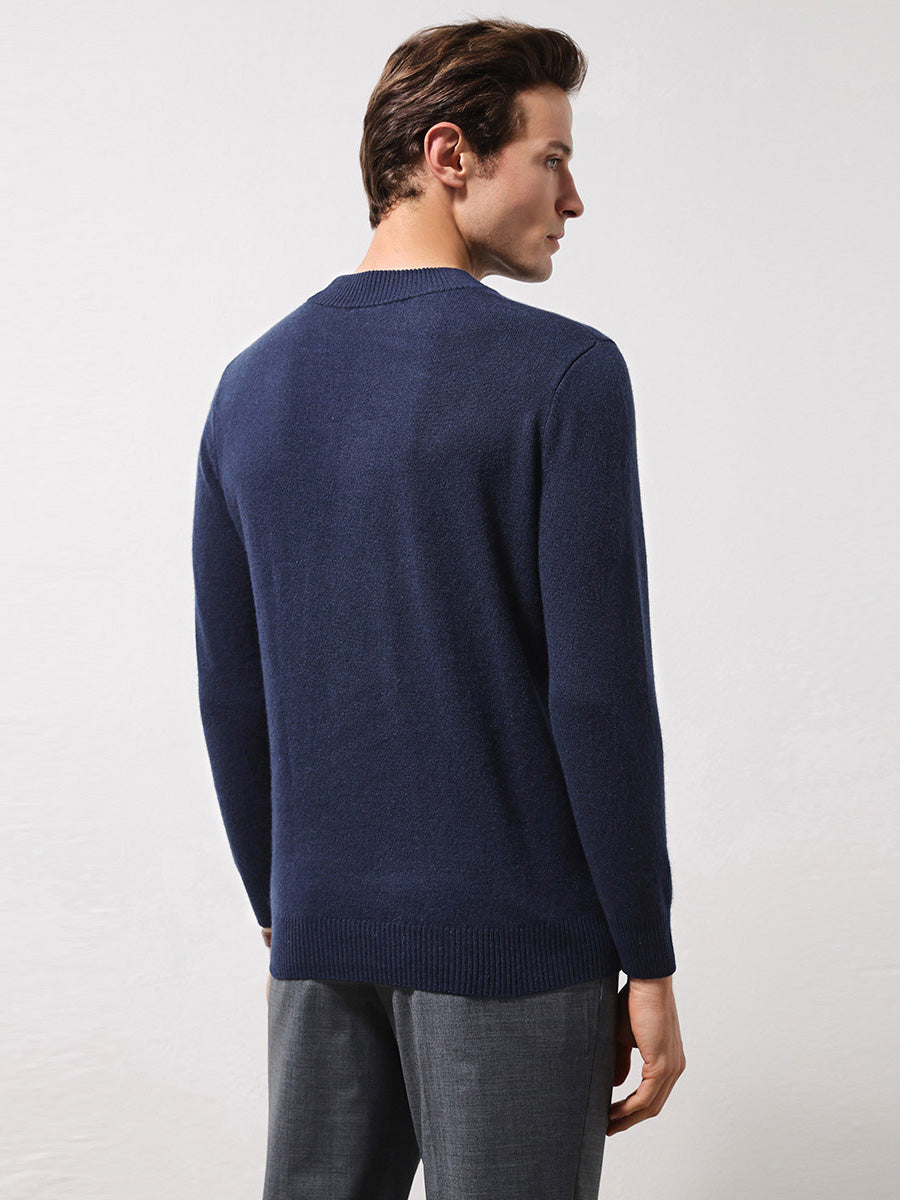 COMOBOCA 100% Cashmere Men's Mock Neck Knit Sweater