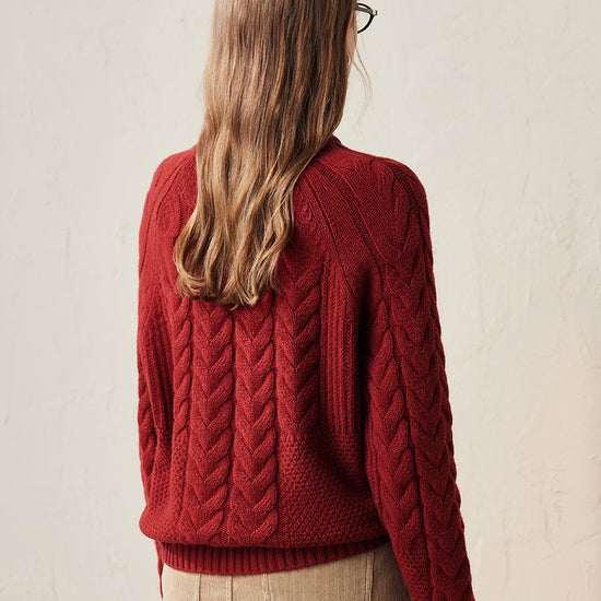 COMOBOCA 100% Wool Women's Cozy Cable Knit Sweater