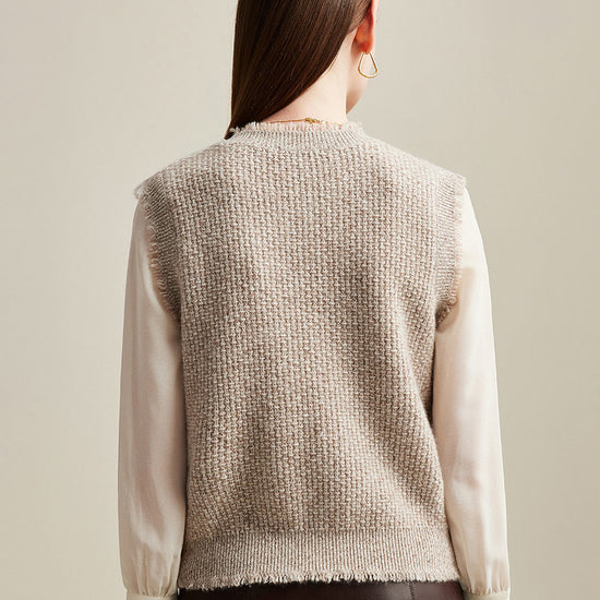 COMOBOCA 100% Cashmere Women's Textured Knit Sweater Vest