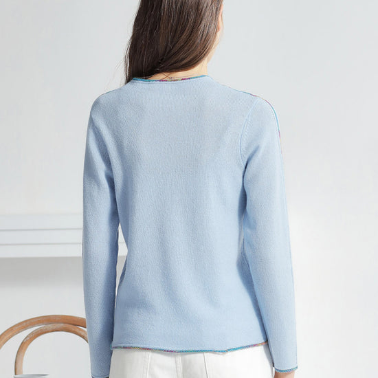 COMOBOCA 100% Cashmere Women's Sweater with Built-in Collar