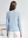 COMOBOCA 100% Cashmere Women's Sweater with Built-in Collar