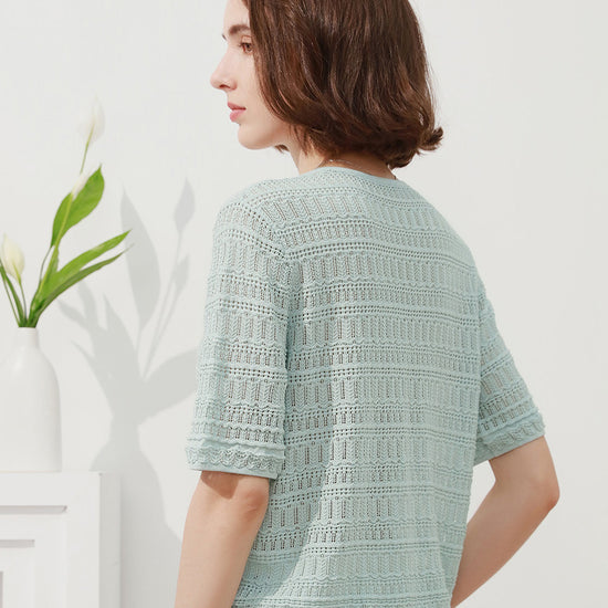 COMOBOCA Women's V-Neck Ruched Knit T-Shirt