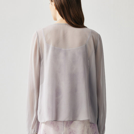 COMOBOCA 100% Mulberry Silk Women's Tie-Front Blouse