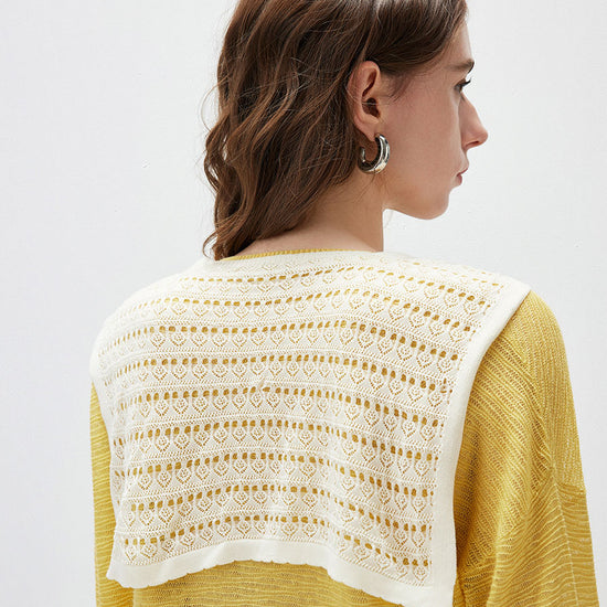 COMOBOCA Women's Tie-Front Lace Knit Shawl