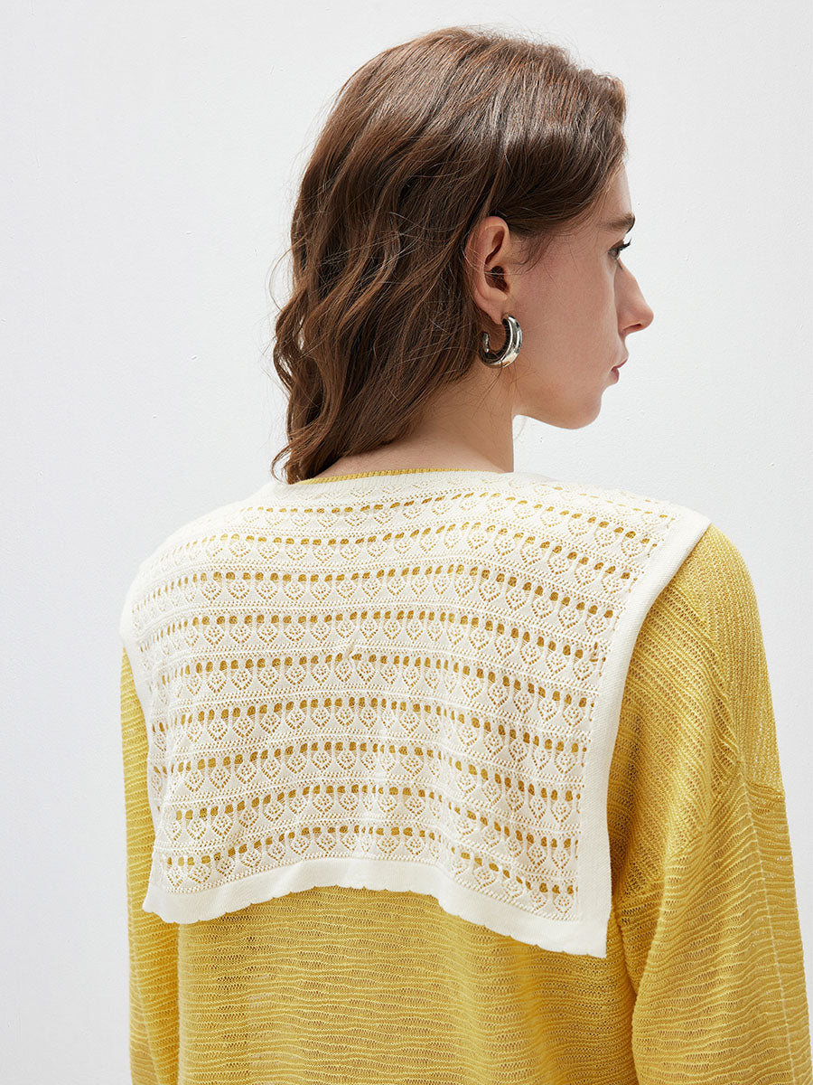 COMOBOCA Women's Tie-Front Lace Knit Shawl