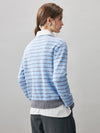 COMOBOCA 100% Cashmere Women's Striped Round Neck Knit Sweater