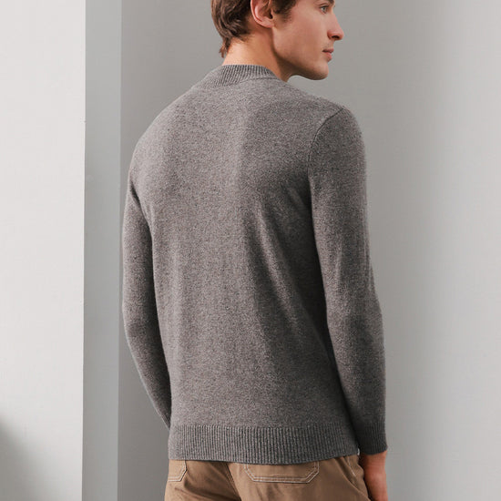 COMOBOCA 100% Cashmere Men's Mock Neck Knit Sweater