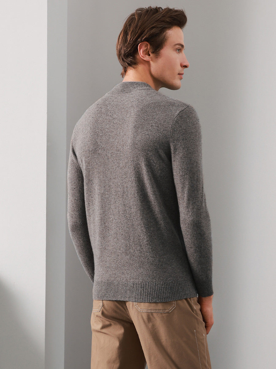 COMOBOCA 100% Cashmere Men's Mock Neck Knit Sweater
