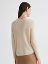 COMOBOCA 100% Cashmere Women's Ribbed V-Neck Knit Sweater