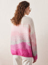 COMOBOCA Women's Mohair Crew Neck Gradient Knit Sweater