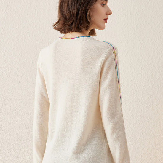 COMOBOCA 100% Cashmere Women's Sweater with Built-in Collar