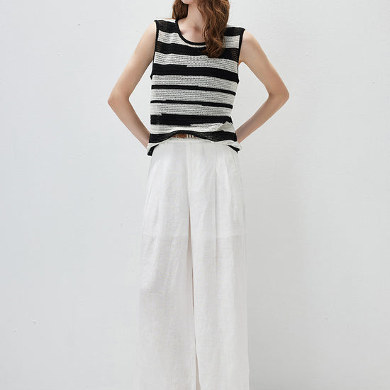 COMOBOCA Women's Crochet Knit Stripe Tank Top