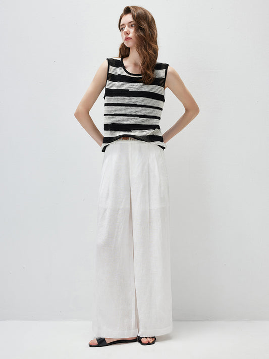 COMOBOCA Women's Crochet Knit Stripe Tank Top