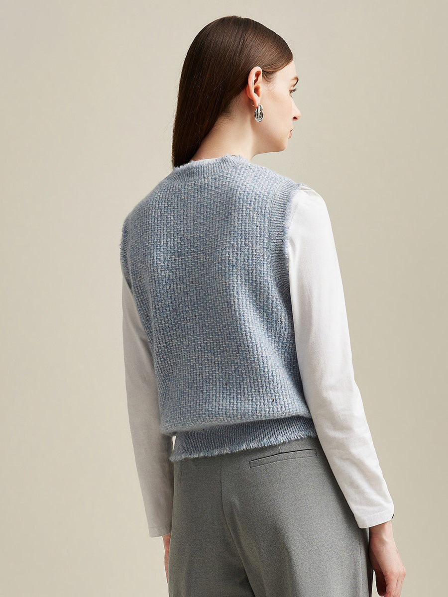 COMOBOCA 100% Cashmere Women's Textured Knit Sweater Vest