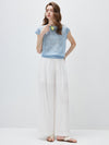 COMOBOCA Women's Semi Sheer Cap Sleeves Knit T-Shirt