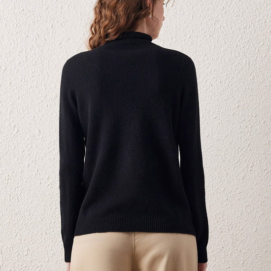 COMOBOCA 100% Wool Women's Ribbed Turtleneck Sweater