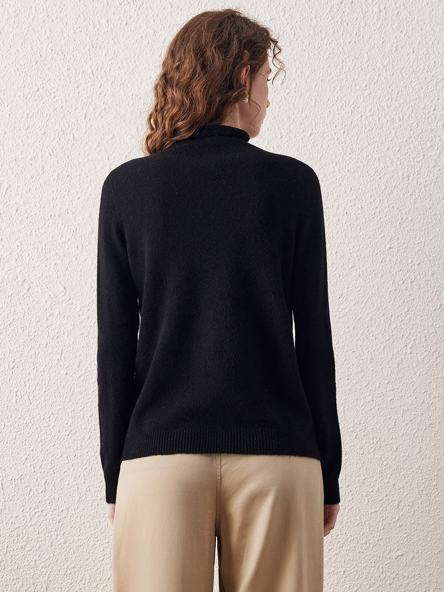 COMOBOCA 100% Wool Women's Ribbed Turtleneck Sweater