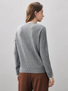 COMOBOCA 100% Wool Women's Ribbed Contrast Trim Sweater