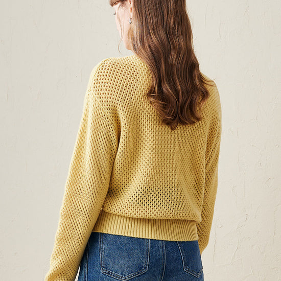 COMOBOCA 100% Wool Women's Embroidered Patch Knit Sweater