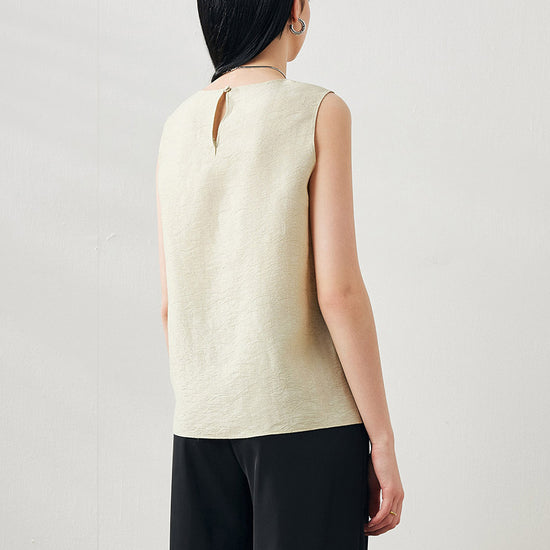 COMOBOCA Women's Textured Back Keyhole Tank Top