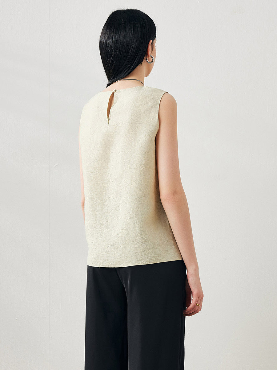 COMOBOCA Women's Textured Back Keyhole Tank Top