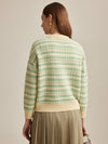 COMOBOCA 100% Wool Women's Vintage Inspired Striped Knit Cardigan