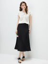 Women's solid color A-line skirt, mulberry silk blend woven