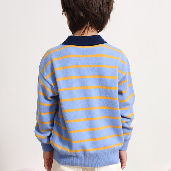 COMOBOCA 100% Wool Kids' Striped Collar Sweater