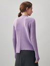 COMOBOCA 100% Cashmere Women's Asymmetric Ribbed Mock Neck Sweater