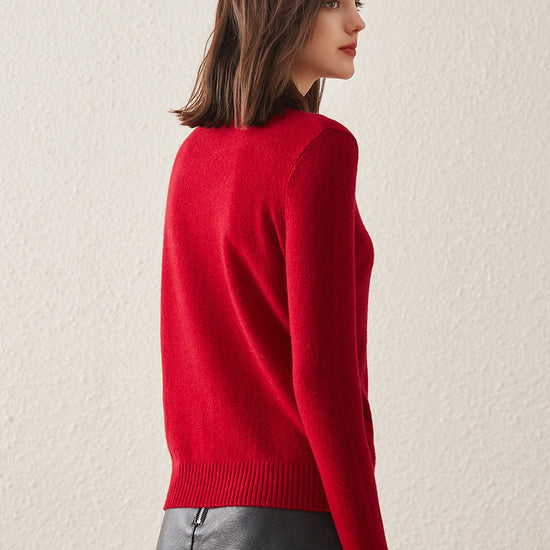 COMOBOCA 100% Cashmere Mock Neck Ribbed Knit Sweater