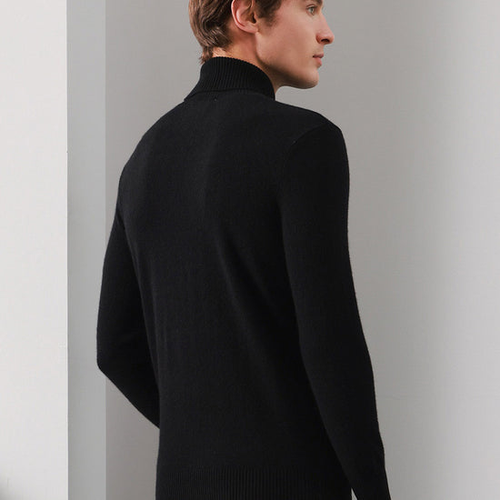 COMOBOCA 100% Cashmere Men's Ribbed Turtleneck Sweater