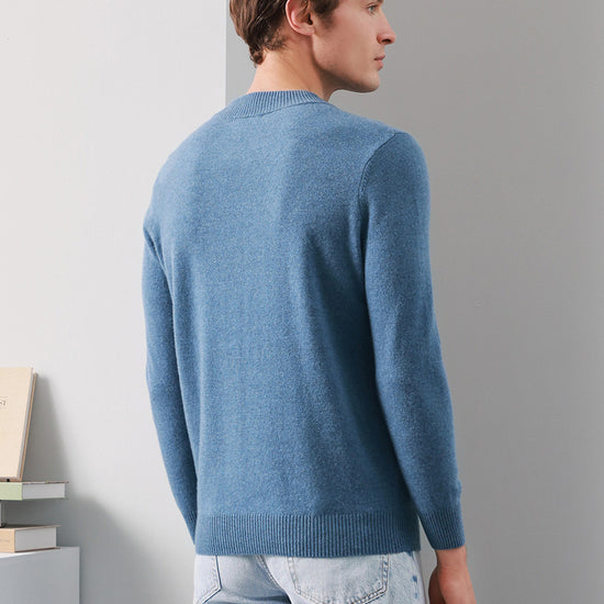 COMOBOCA 100% Cashmere Men's Mock Neck Knit Sweater