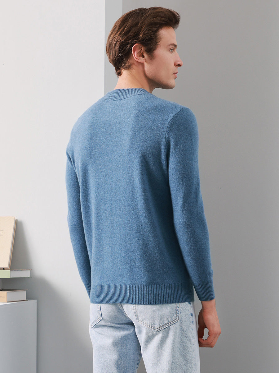 COMOBOCA 100% Cashmere Men's Mock Neck Knit Sweater