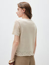 COMOBOCA Women's Lace Trim Knit T-Shirt