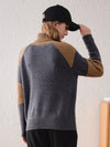 COMOBOCA 100% Cashmere Women's Cable Knit Color Block Sweater