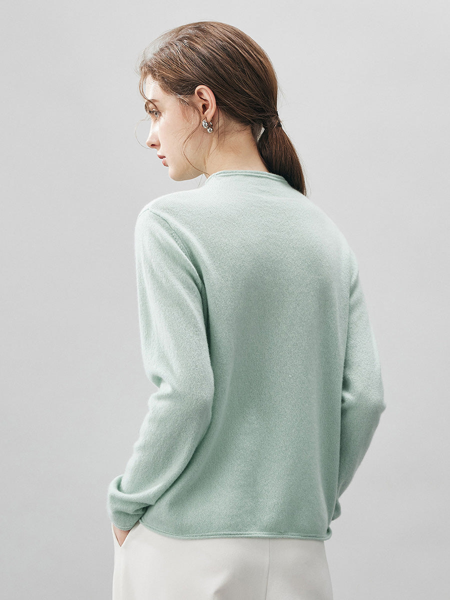 COMOBOCA 100% Cashmere Women's Round Neck Knit sweater