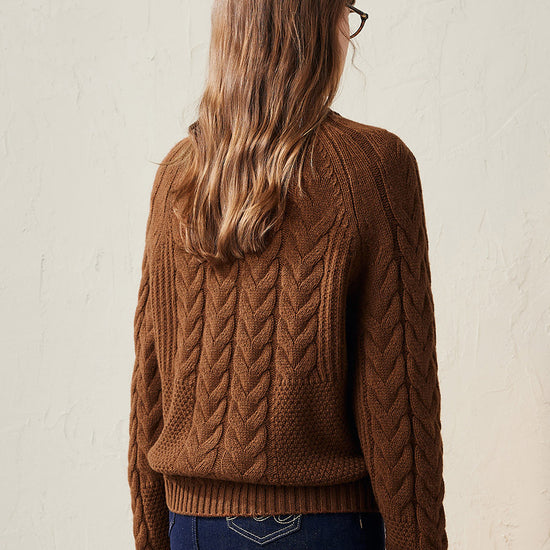 COMOBOCA 100% Wool Women's Cozy Cable Knit Sweater