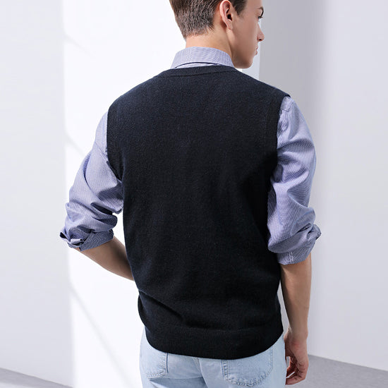 COMOBOCA 100% Cashmere Men's V-Neck Vest