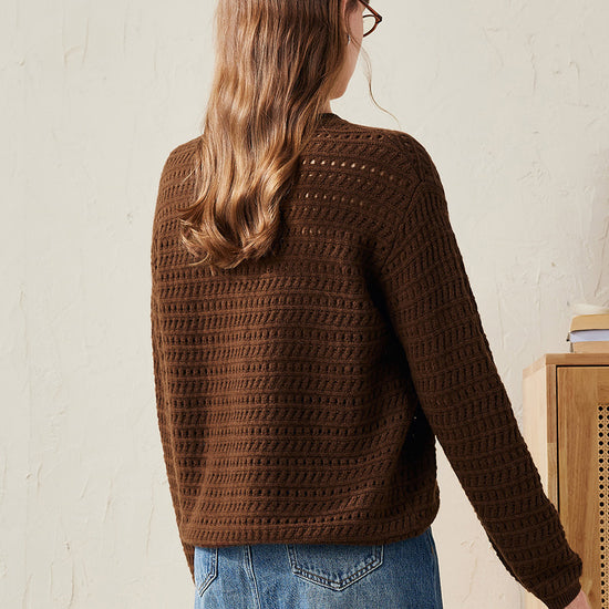 COMOBOCA 100% Wool Women's Soft Knit Lace Sweater