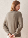 COMOBOCA 100% Cashmere Women's Lantern Sleeve V-Neck Knit Sweater